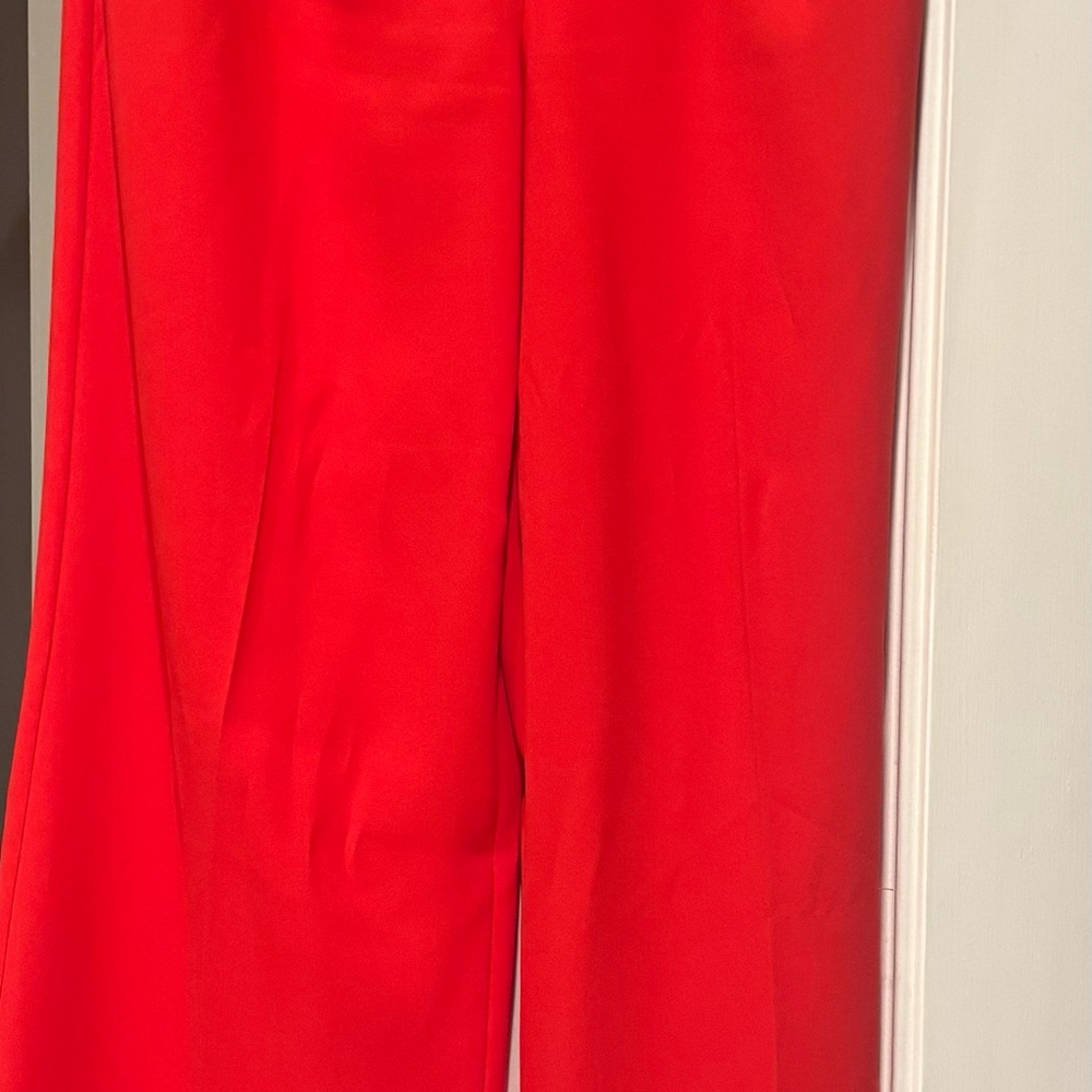 EXPRESS Wide Leg High Rise Belted Trouser Pants – Red – Size Small